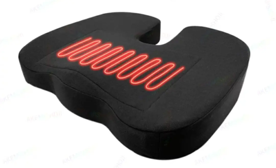 Подушка эргономичная PS 01 с подогревом для офиса и дома с эффектом памяти Черный Винница