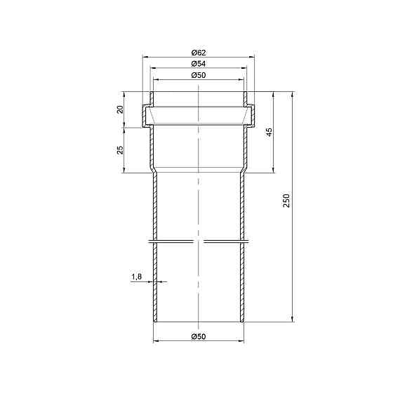 Труба PPR каналізаційна TA Sewage 50х2, 0,25 м Київ