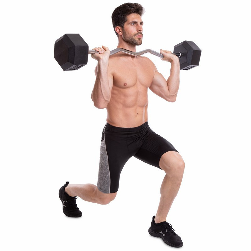 Штанга фіксована вигнута погумована Zelart 6231-45 довжина 95 см 45 кг Київ - фото 7