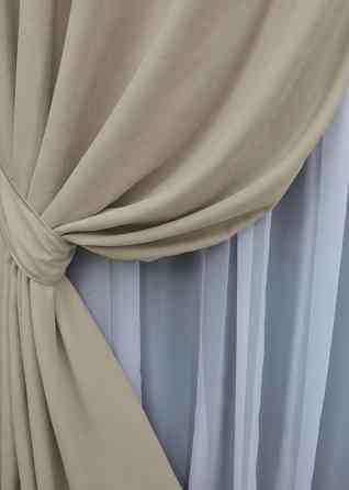 Комплект штор на люверсах VR-Textil Мікровелюр Petek № 1488ш Бежевий 150х270 см 2 шт (37-0168) Київ