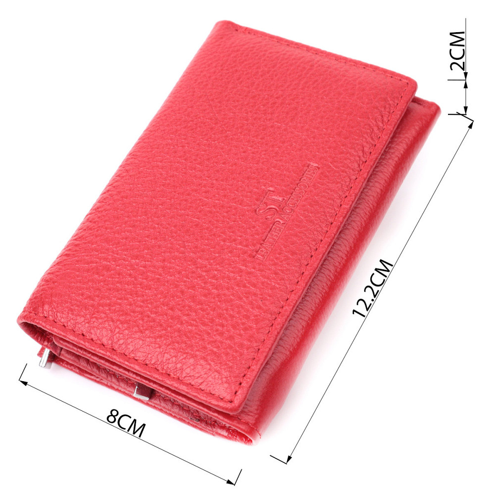 Кожаный удобный женский кошелек в три сложения ST Leather 22490 Красный Киев - изображение 8