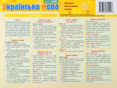 Картонка-підказка Укр. мова. Правила 5-11 кл 20*15 см 4стор, шт Киев