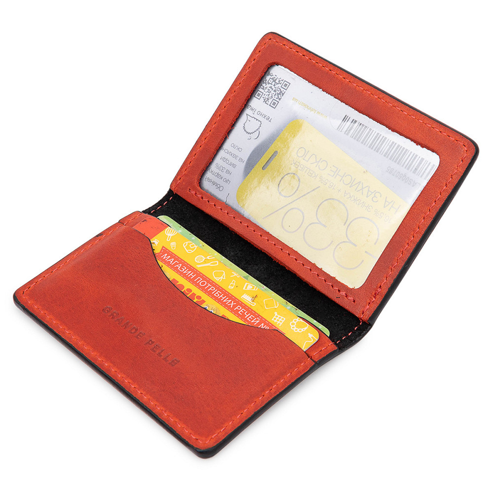 Кожаная винтажная обложка для прав GRANDE PELLE 11535 Черный Киев - изображение 3