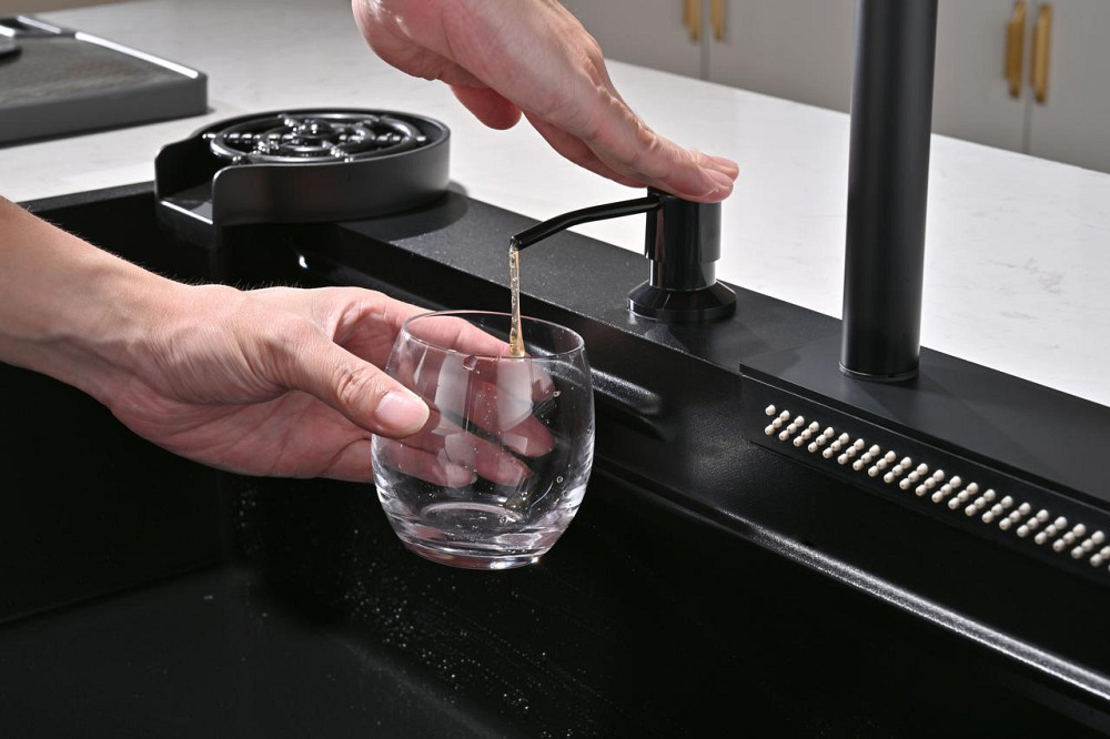 Кухонна мийка водоспад Willda чорна / Nano Black 75x46x22 см (419573246) Київ - фото 4