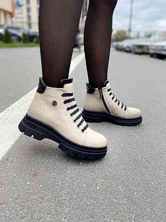 Без бренда Черевики жіночі ASTINI капучино з натуральної шкіри з натуральним мехом розмір 37-40 Коломия