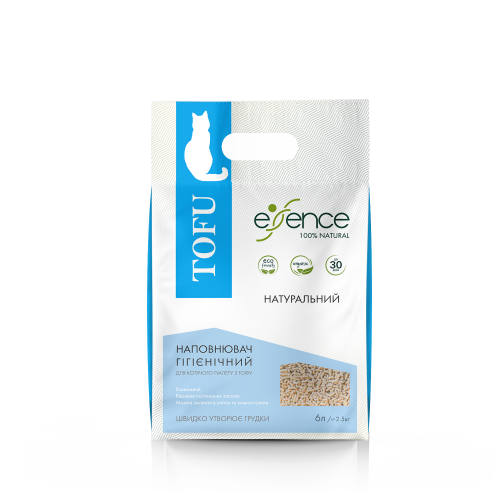 Наповнювач гігієнічний Essence для котячого туалету натуральний з тофу гранула 3 мм 6 л Київ