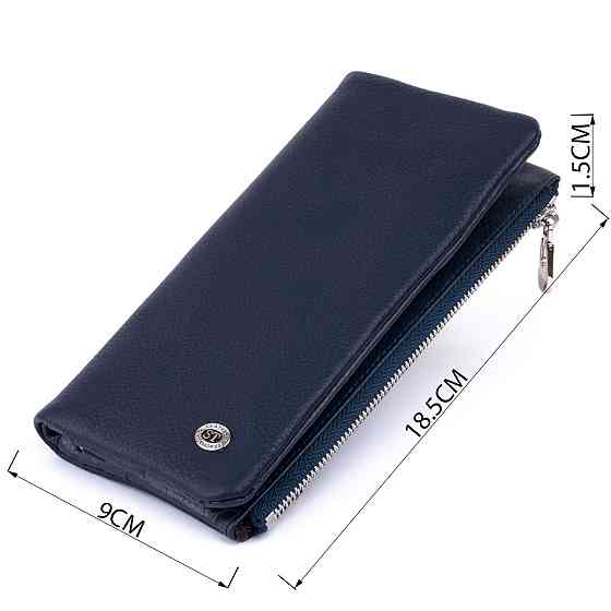 Вертикальний гаманець на кнопці жіночий ST Leather 19203 Темно-синій Київ