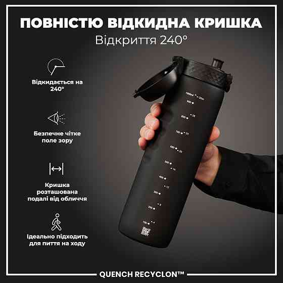 Пляшка для води ION8 1000 мл. (ЕКО пляшка) BPA Free, Black Кам'янське