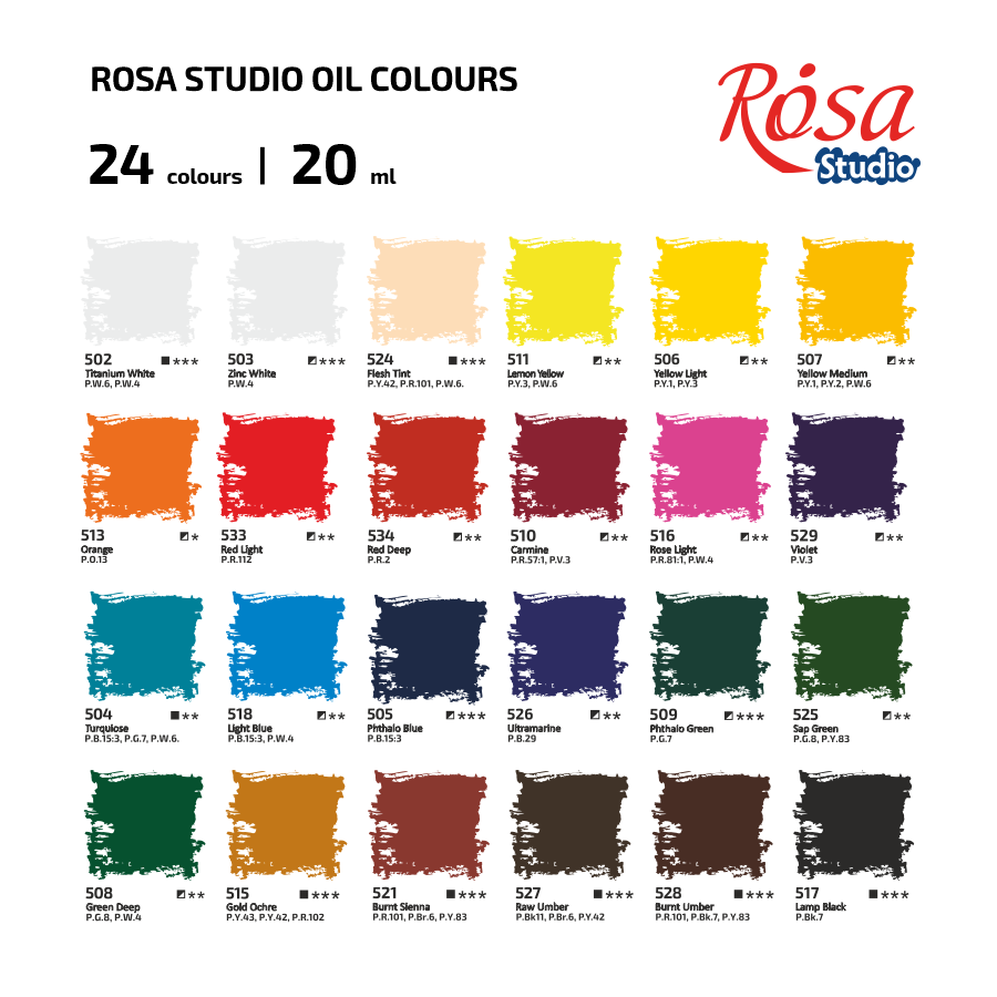 Набір олійних фарб 24х20мл блістер ROSA Studio Київ - фото 4