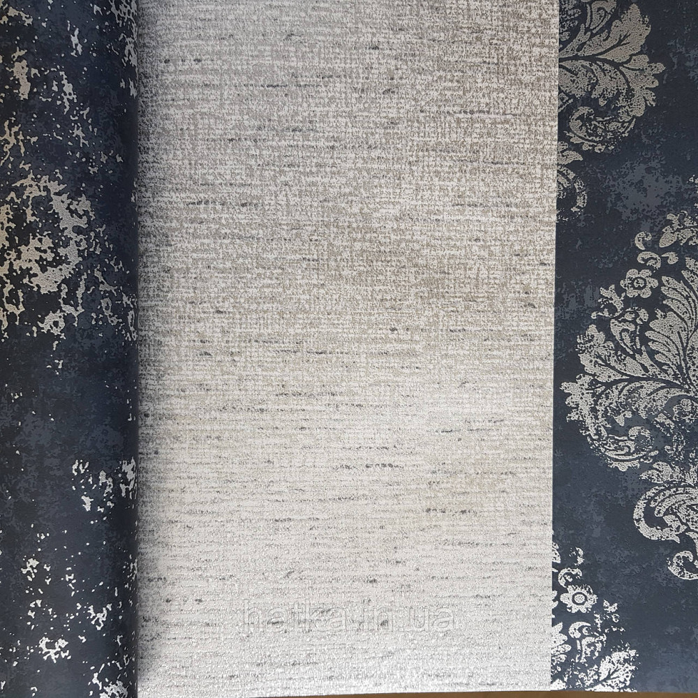Шпалери флізелінові еко Galerie Metallic FX 0,53Х10 горизонтальні смужки розмиті сірі чорні з сріблом Київ - фото 2