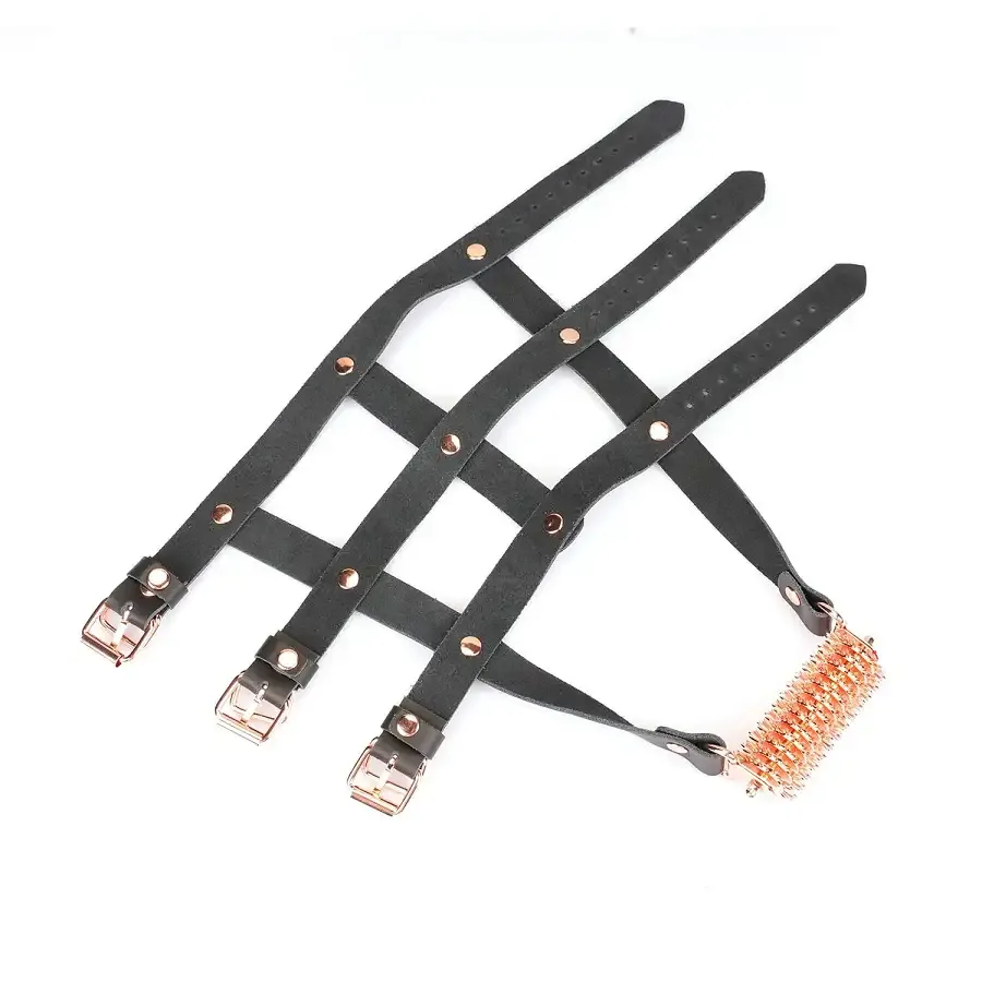Кожаная портупея для голеностопа со шпорами Liebe Seele Leather High Heel Ankle Harness Rose Gold Львов - изображение 2