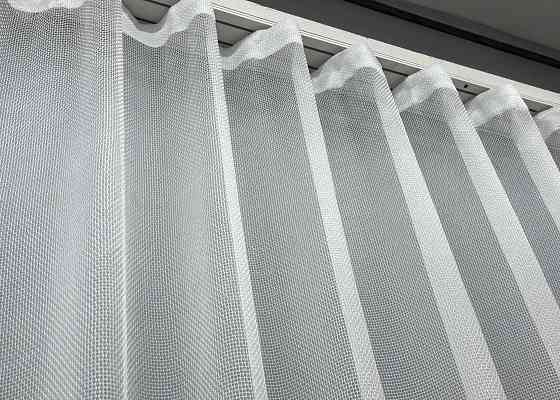 Тюль сітка льон колір білий з бірюзовим 1749т Київ