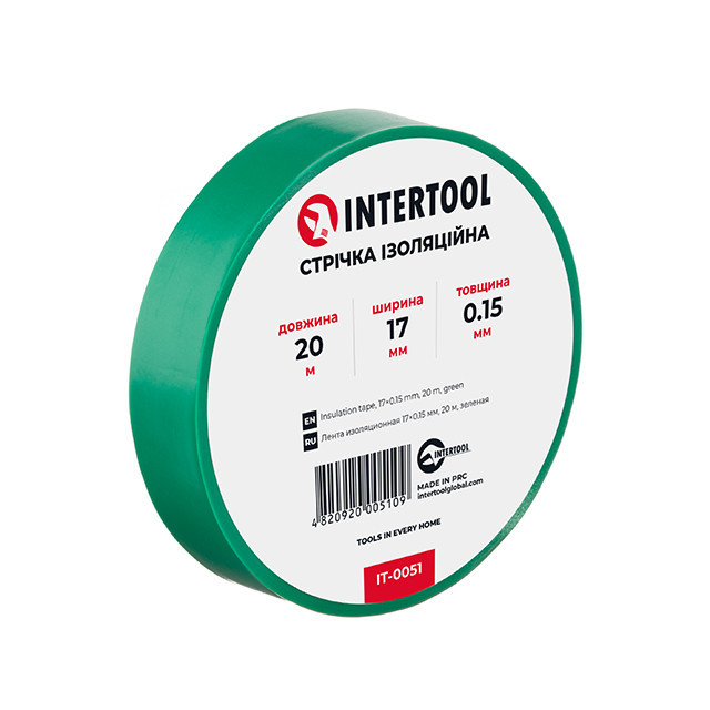 Стрічка ізоляційна 0.15мм*17мм*20м зелена INTERTOOL IT-0051 Киев - изображение 1