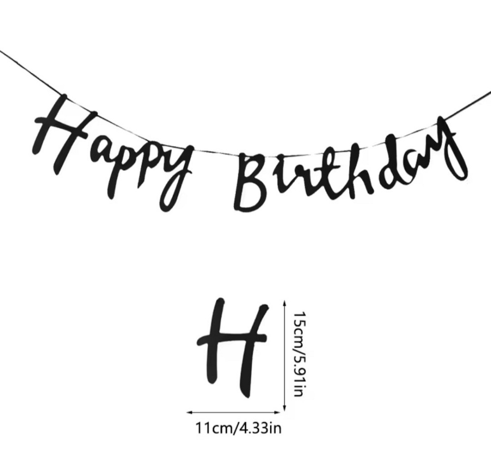 Гирлянда happy birthday гирлянда на день рождения чёрная Киев - изображение 2