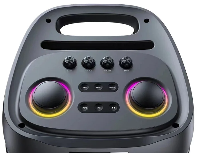 Акустична переносна колонка ZXX-5509 1200Вт 2x6,5" 265х265х620мм TWS/FM/USB/TF/BT/LED/REC/ДК/MIC Одеса - фото 7