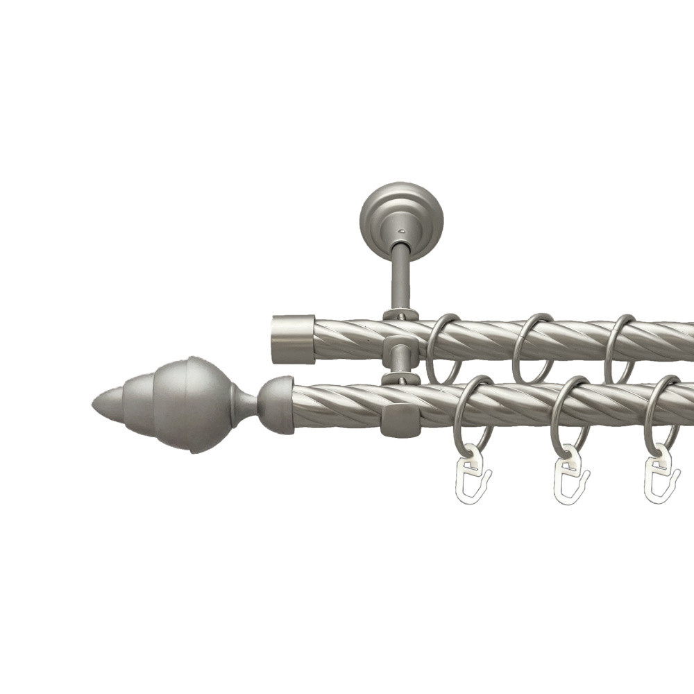 Карниз Orvit Треві металевий дворядний відкритий скручена труба кільце металеве Сатин 19\19 мм 160 см (00-00023246) Львів - фото 1
