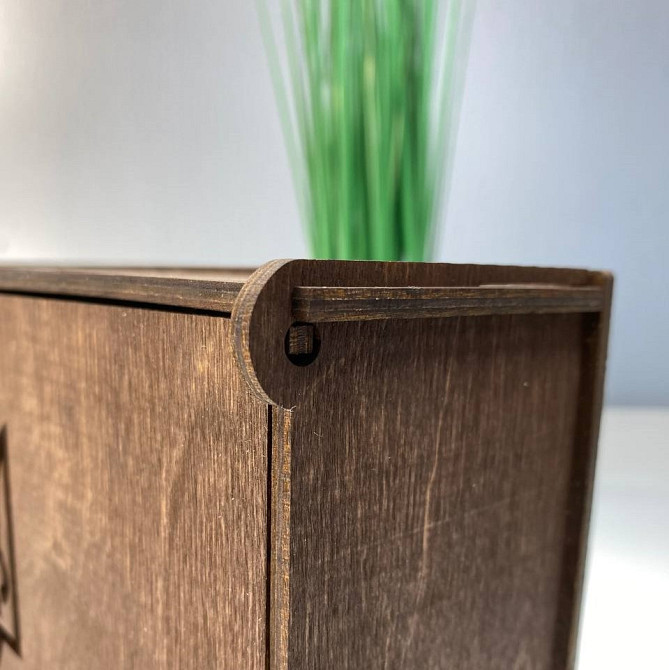 Дерев'яна коробка з гербом України 25х12,5х7,3, подарункове паковання квадратне коричневеMasterSem Київ - фото 9