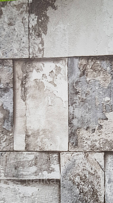 Обои виниловые на флизелине AdaWall Roka 1.06х10 под плитку структурные бежевые серые серебристые 23106-2 Киев - изображение 1