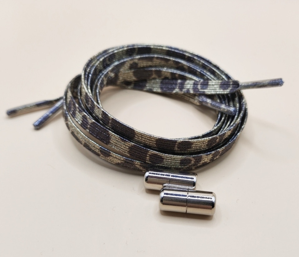 Шнурки эластичные глиттерные с цилиндрической застежкой Леопардовый Смела - изображение 1