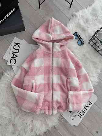 Жіночий стильний теплий бомбер підкладка тедді. Рожевий Одеса