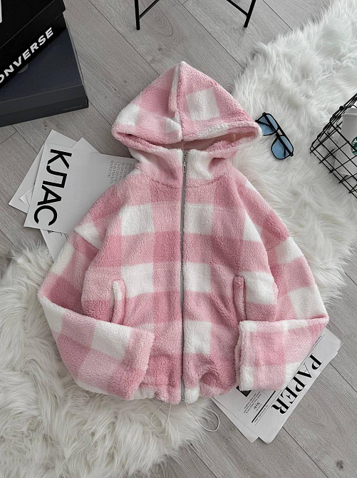 Женский стильный теплый бомбер подкладка тедди. Розовый Одесса - изображение 2