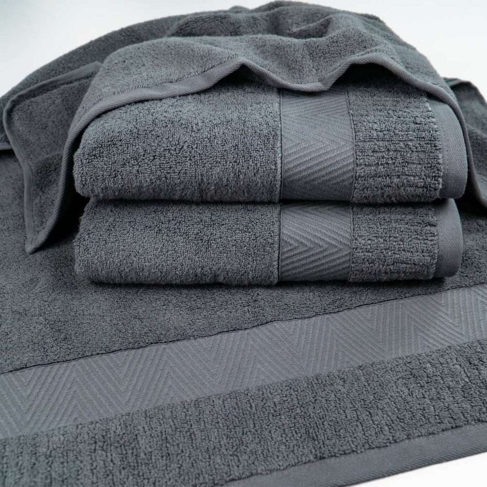 Махровий рушник 50x90см Преміум якості Зеро Твіст Бордюр 550г/м2 (Сірий) Суми - фото 4