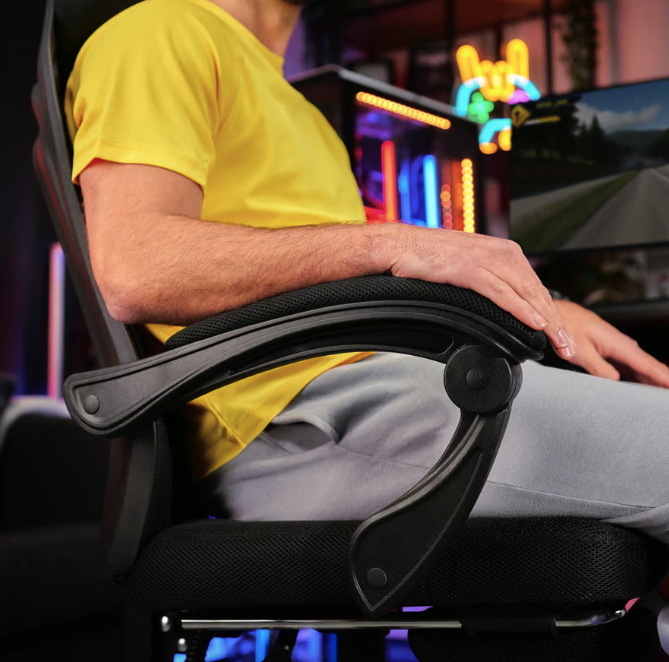 Геймерское компьютерное кресло тканевое черное для дома Sporte,профессиональные игровое кресло с подставкой Киев - изображение 7