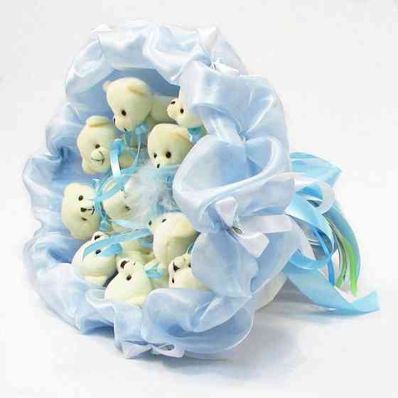 Букет из мягких игрушек 11 мишек 5285IT небесно-голубой Винница