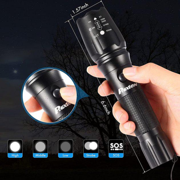 Уцінка: Потужний ліхтар Phixton T04 (5000 Lm): водонепроникний, ударостійкий, з регульованим фокусом та режимом SOS для походів Київ - фото 3