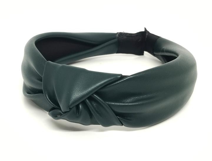 Обруч для волосся чалма екошкіра темно-зелений Київ - фото 1