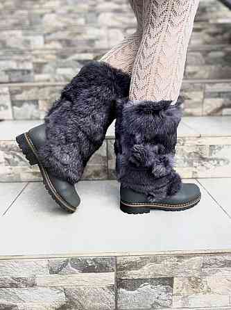 TopS Унти жіночі TopS сірі натуральна шкіра з хутром висота 26см обхват 32-33см 38р. (АР-65) Коломыя
