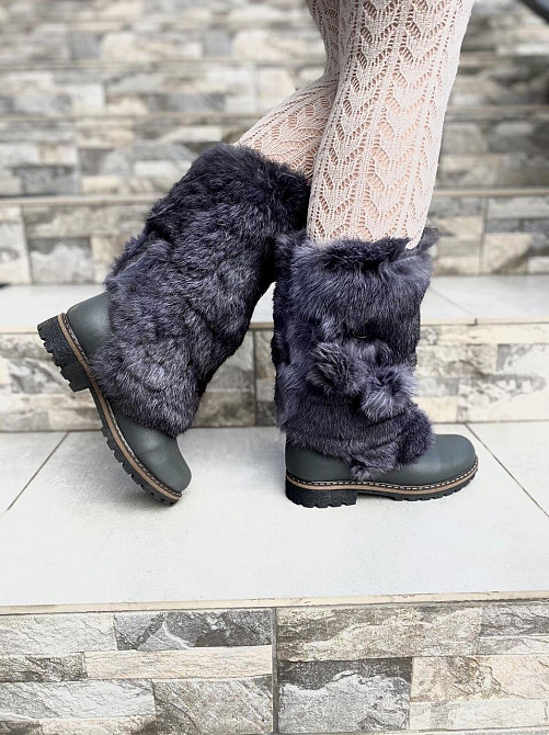 TopS Унти жіночі TopS сірі натуральна шкіра з хутром висота 26см обхват 32-33см 38р. (АР-65) Коломыя - изображение 5