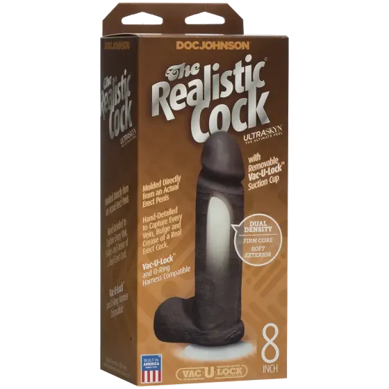 Фалоімітатор Doc Johnson The Realistic Cock 8 inch Black - ULTRASKYN, Vack-U-Lock, діаметр 5,1 см Львів