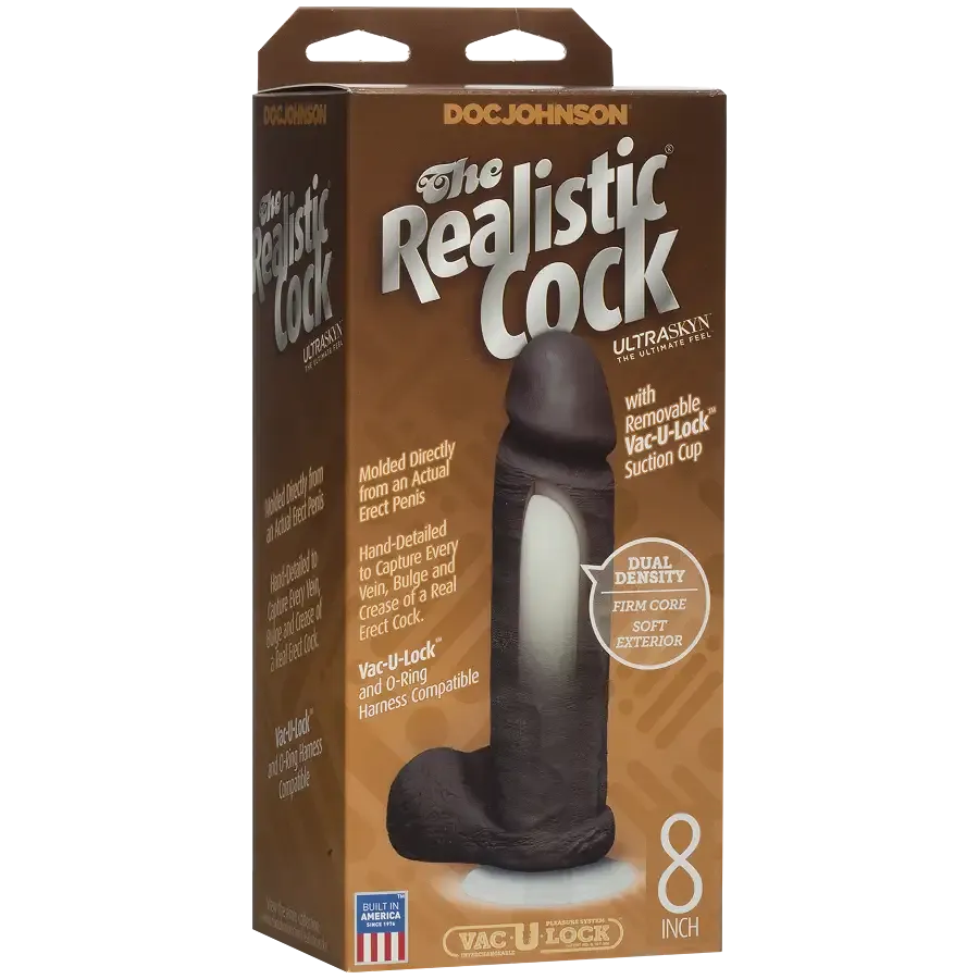 Фалоімітатор Doc Johnson The Realistic Cock 8 inch Black - ULTRASKYN, Vack-U-Lock, діаметр 5,1 см Львів - фото 3