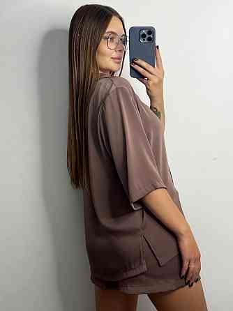 Жіночий костюм-двійка із сатину Шоколад XS-S Харків