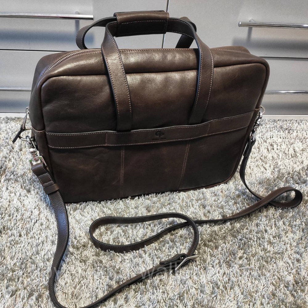Элитная кожаная сумка для ноутбука и документов коричневого цвета GRANDE PELLE 11442 Киев - изображение 1