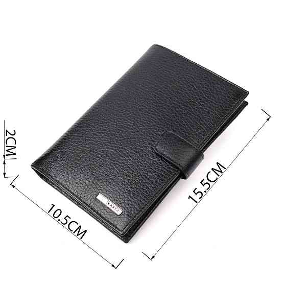 Вертикальное мужское портмоне с хлястиком из натуральной кожи KARYA 21195 Черный Киев