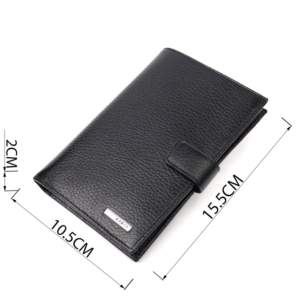 Вертикальное мужское портмоне с хлястиком из натуральной кожи KARYA 21195 Черный Киев - изображение 4