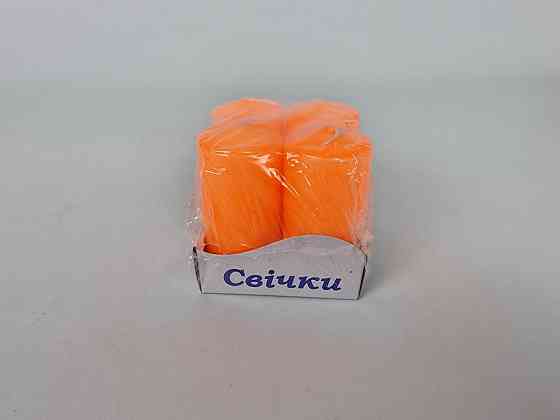 Цветная Цилиндр парафиновая свеча (40/80) ОРАНЖЕВАЯ крашеная  внутри белая (4 шт) Харьков