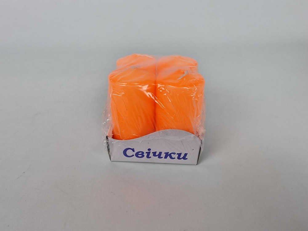 Цветная Цилиндр парафиновая свеча (40/80) ОРАНЖЕВАЯ крашеная  внутри белая (4 шт) Харьков - изображение 2