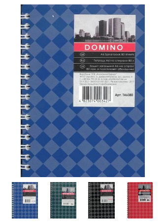 Блокнот "Графіка" спіраль A6 80арк ТА6380-906 Доміно пласт обкл, шт Київ - фото 1