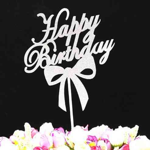 Табличка для торта Happy Birthday 11 на 13 см серебристый Киев