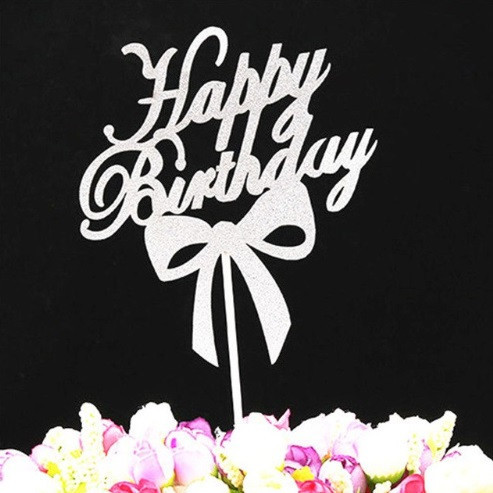 Табличка для торта Happy Birthday 11 на 13 см серебристый Киев - изображение 2