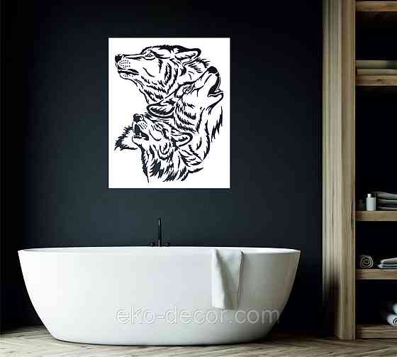 Декоративное настенное Панно «Волки» Декор на стену 90*73 см, Белый Киев