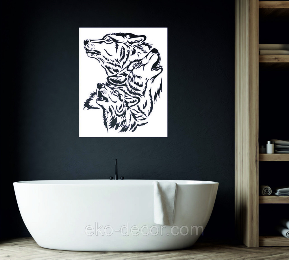 Декоративное настенное Панно «Волки» Декор на стену 90*73 см, Белый Киев - изображение 5