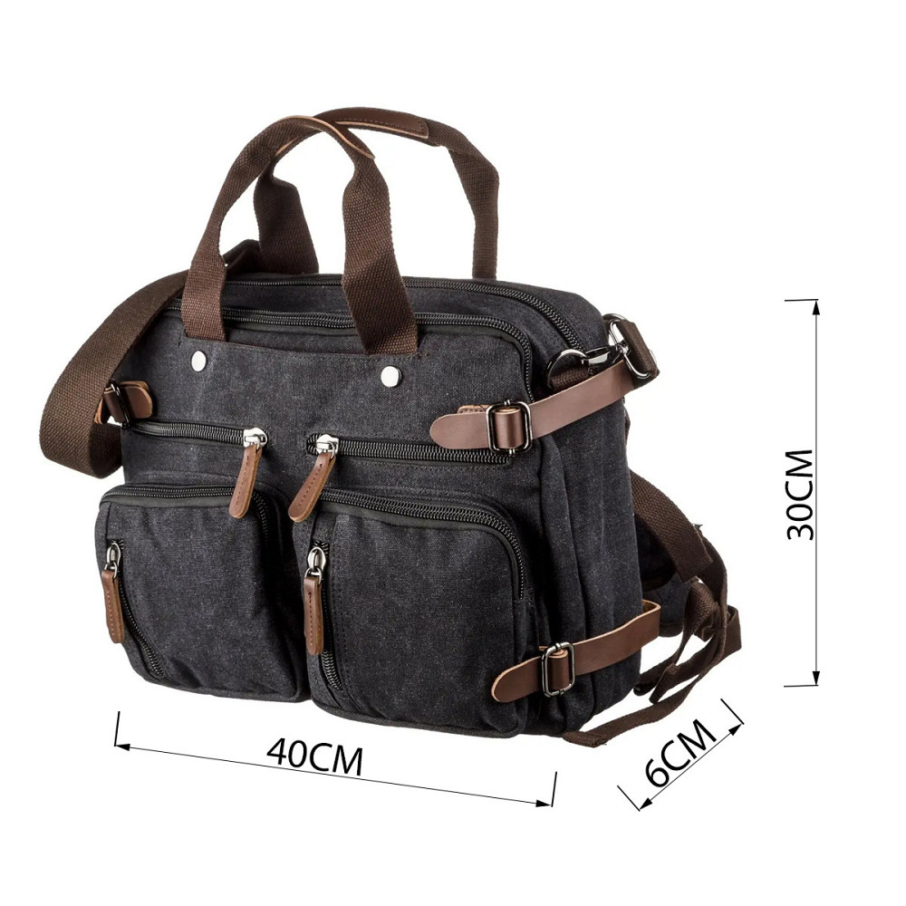 Сумка-трансофрмер текстильна Чорна (Vintage) Київ - фото 8