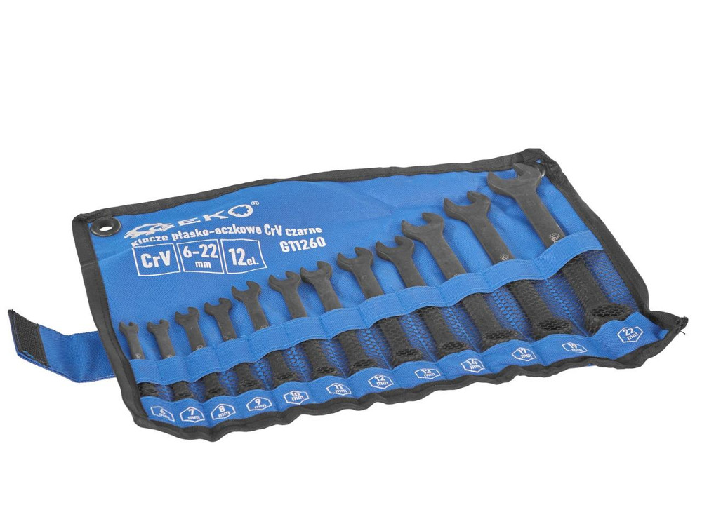 Рожково-накидні ключі "GEKO" чорні комплект 12 штук (6-22) Київ - фото 2