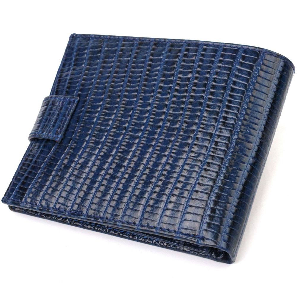 Удобный горизонтальный кошелек для мужчин из натуральной кожи с тиснением CANPELLINI 21887 Синий Киев - изображение 2