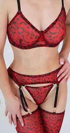 Сексуальна білизна "Red leopard", колір червоний, розмір М Sex Aura Київ