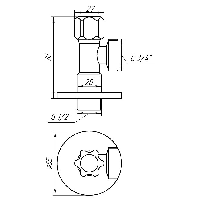 Кран вентильний кутовий SOLOMON 1/2″х 3/4″ 160403 Луцк - изображение 7